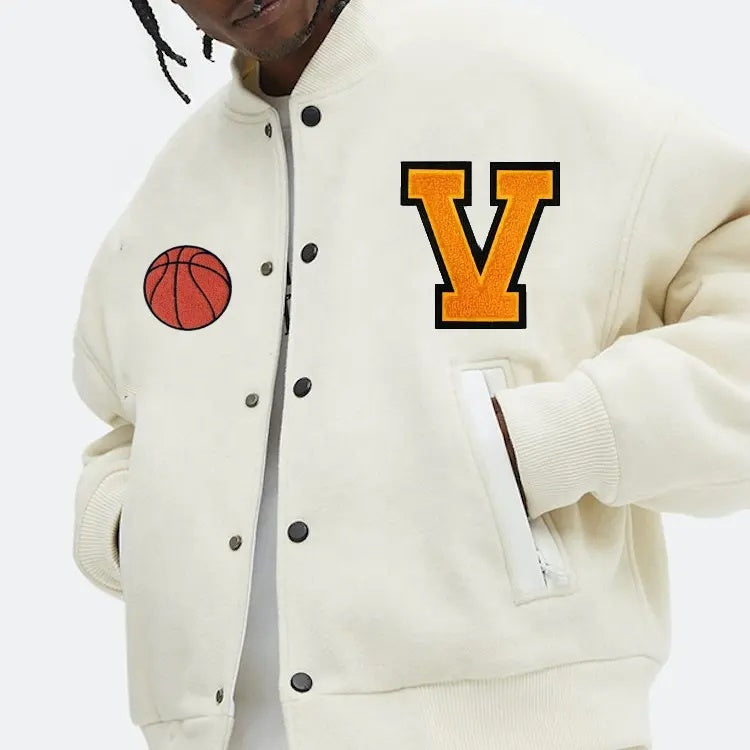 Custom Print Logo Bomber Jacket Baseball Jackets Vintage Leather Sleeve Varsity Jacket for Men 2025