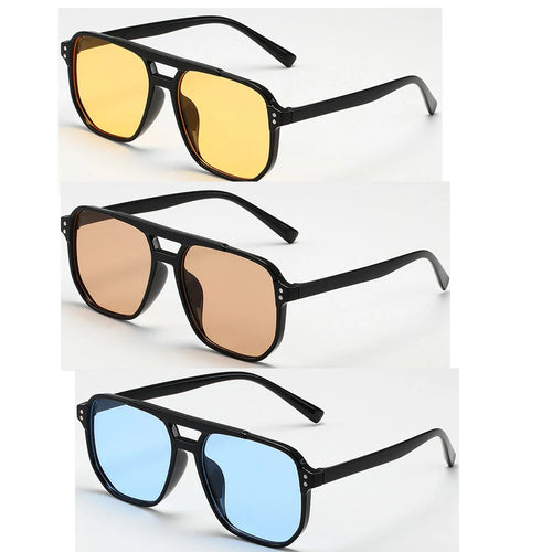 Women Men Square Sun Glasses Retro Polygon Sunglasses Female Black