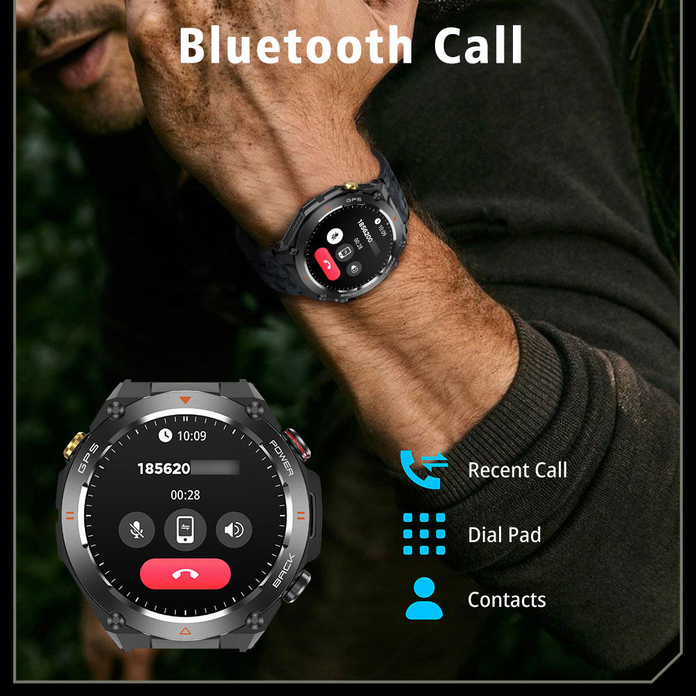 SENBONO GPS Smart Watch Men 1.45'' HD Screen Built-In GPS Altimeter
