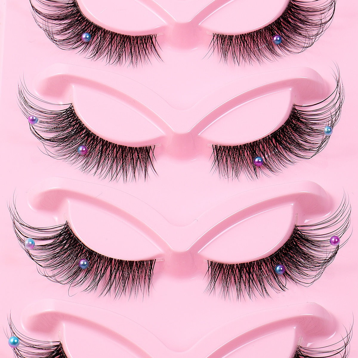 5 Pairs False Lashes Eyelashes Extension Cluster, Clear Band Corner