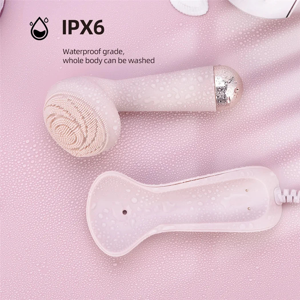 Electric Silicone Facial Brush Cleaner Vibration Roller Massage Pore Cleansing Instrument Waterproof Rechargeable Beauty Tool