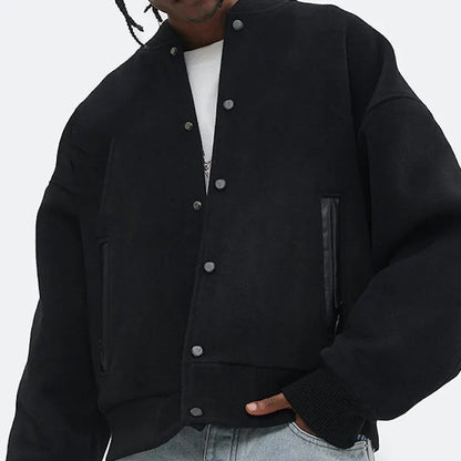 Custom Print Logo Bomber Jacket Baseball Jackets Vintage Leather Sleeve Varsity Jacket for Men 2025