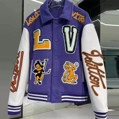 Custom Print Logo Bomber Jacket Baseball Jackets Vintage Leather Sleeve Varsity Jacket for Men 2025