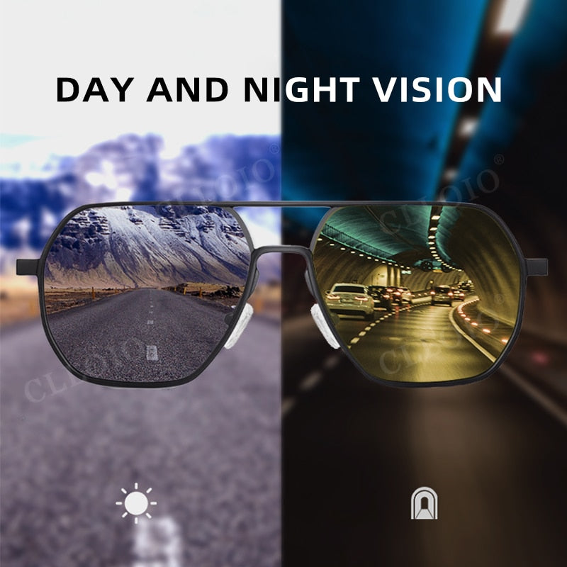 Clloio Night Vision Aluminum Photochromic Sunglasses Men Women