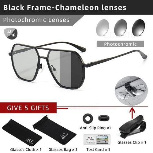 Clloio Night Vision Aluminum Photochromic Sunglasses Men Women