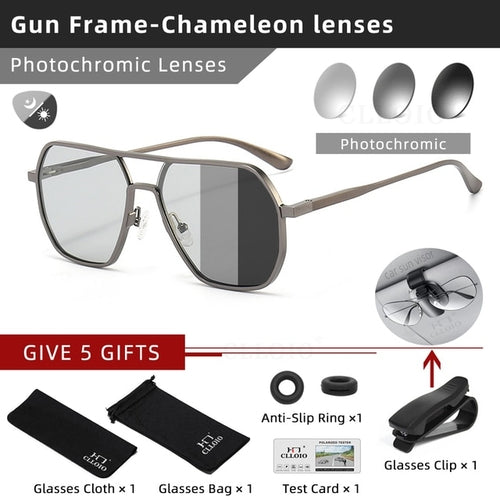 Clloio Night Vision Aluminum Photochromic Sunglasses Men Women