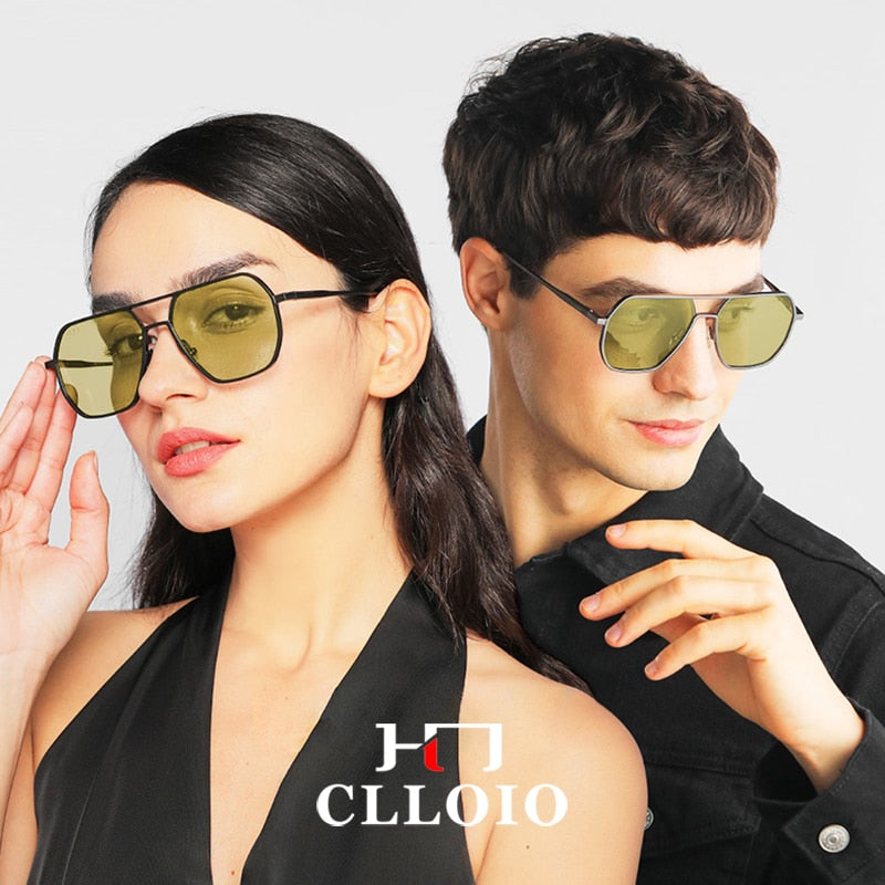 Clloio Night Vision Aluminum Photochromic Sunglasses Men Women