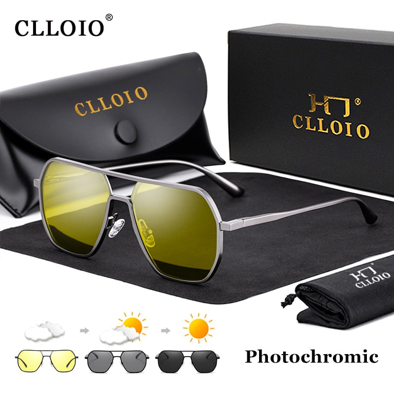 Clloio Night Vision Aluminum Photochromic Sunglasses Men Women