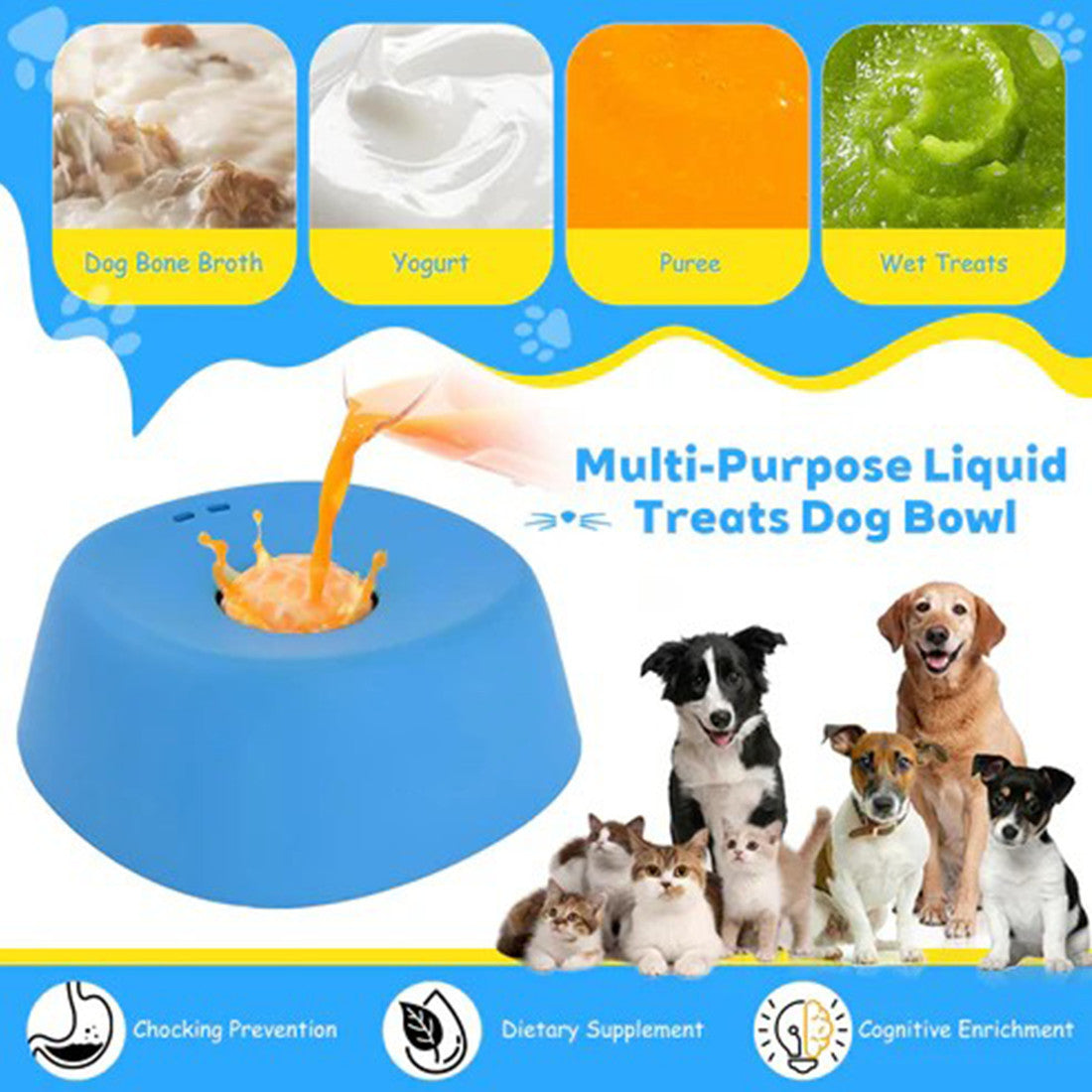 Foreign Trade Popular Personality Dog Liquid Lick Bowl ABS Material Built-in Rolling Ball Pet Slow Feeding Non-slip Spherical