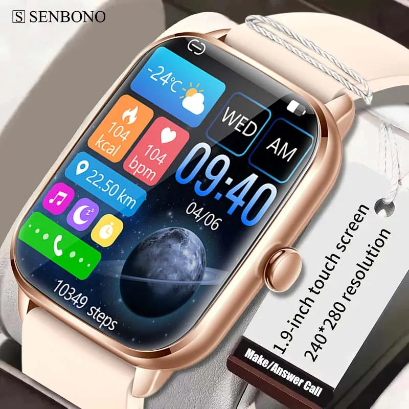 SENBONO KT65 Smart Watch Men Women 1.9'' BT Call Custom Dial Smart