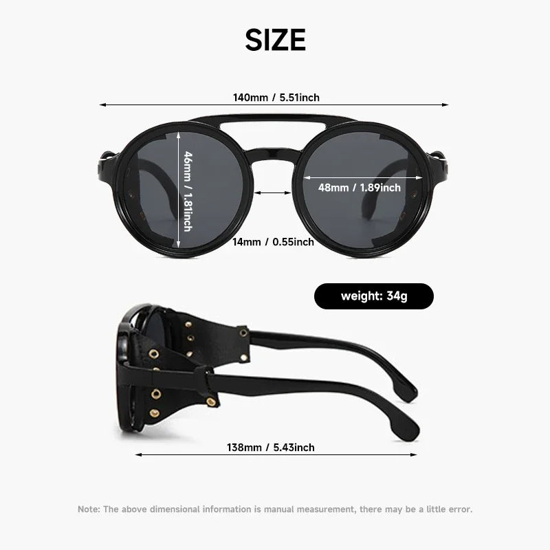 Retro Steampunk Sunglasses Men Women UV400 Round Punk Sun Glasses