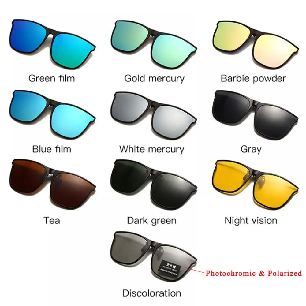Polarized Clip On Sunglasses Men Photochromic Car Driver Goggles Night