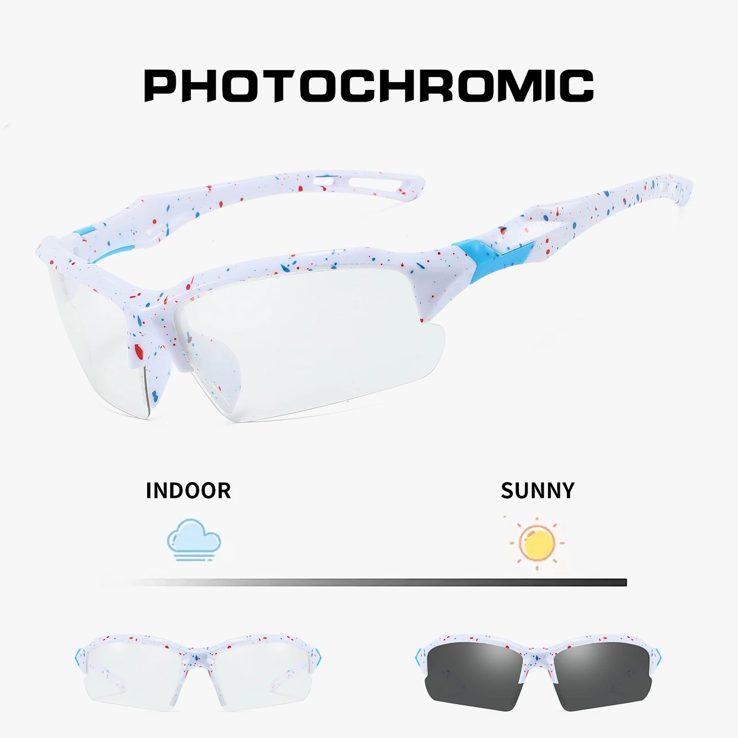 OMEKOL Men Women Photochromic Cycling Glasses Outdoor Sport Hiking