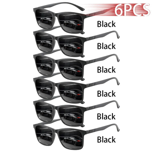 6 PCS Fashion Vintage Check Square Sunglasses Men Women Fishing