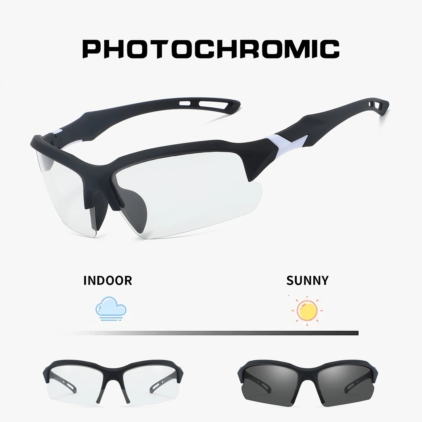 OMEKOL Men Women Photochromic Cycling Glasses Outdoor Sport Hiking