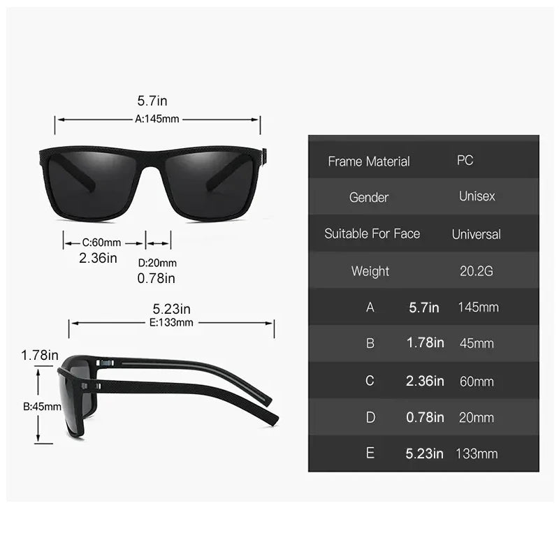 Square Polarized Sunglasses for Men and Women Lightweight Frame Sun
