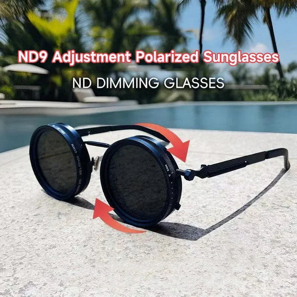 Polarized Round Sunglasses Men ND9 Adjustable Dimming Sun Glasses