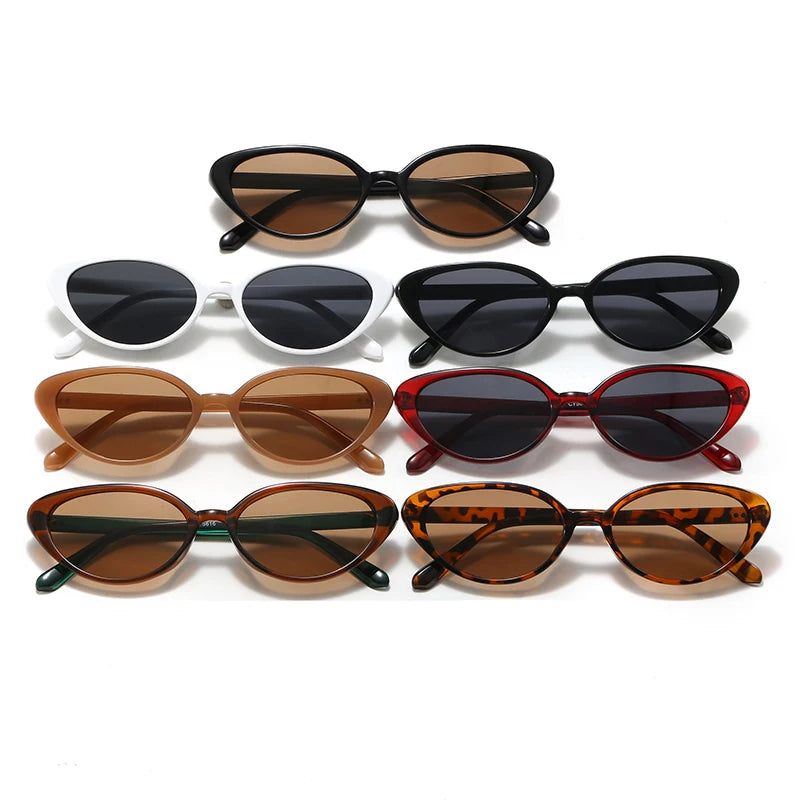 2pcs Retro Small Cat Eye Sunglasses for Women Men Rivet Design Fashion