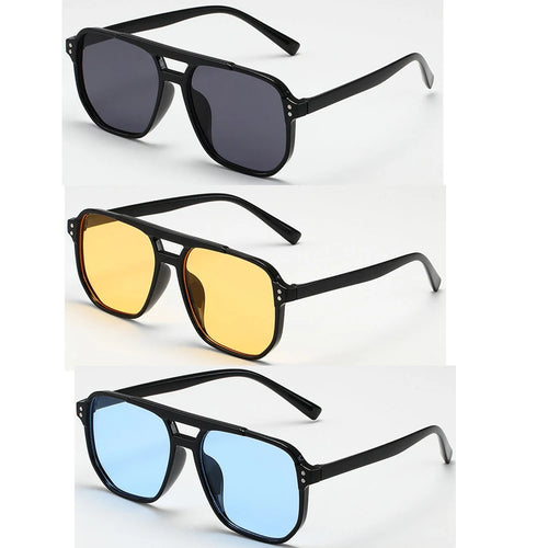 Women Men Square Sun Glasses Retro Polygon Sunglasses Female Black