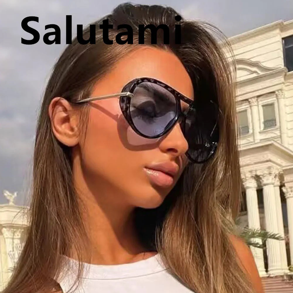 Vintage Thick Frame Alloy Cat Eye Sunglasses for Women New Fashion