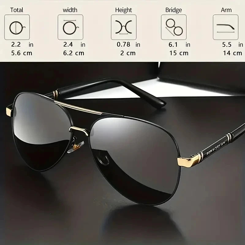 Polarized Sunglasses Men Metail Frame Quality Sun Glasses Brand Design