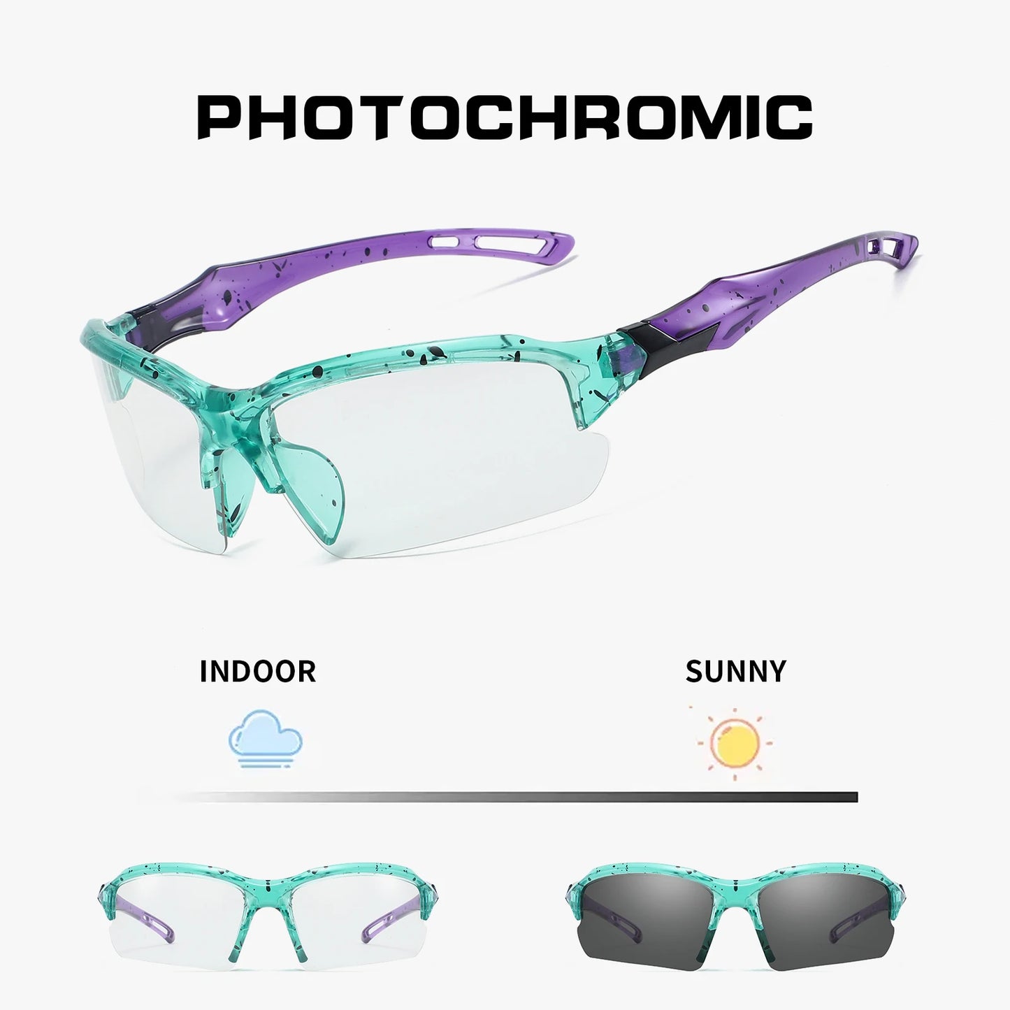OMEKOL Men Women Photochromic Cycling Glasses Outdoor Sport Hiking