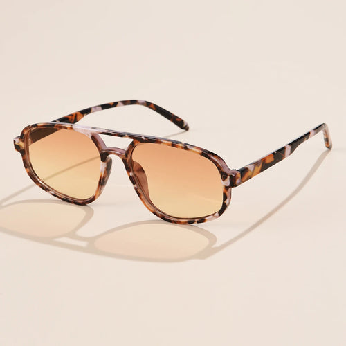 Retro Double Bridge Sunglasses Men's Fashion Simple Light Square Women