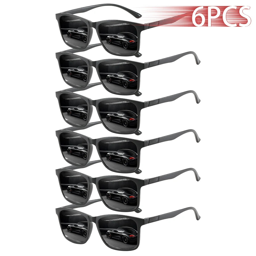 6 PCS Fashion Vintage Check Square Sunglasses Men Women Fishing