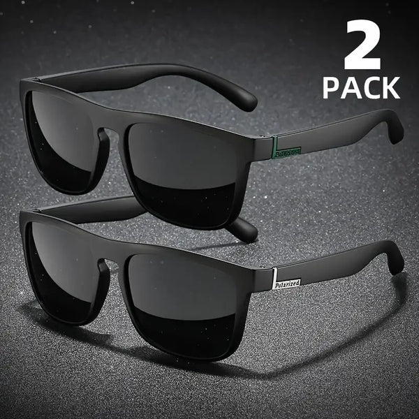 2PCS Fashion Square Polarized Sunglasses Men Vintage Plastic Male Sun