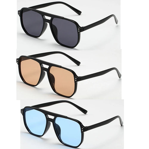 Women Men Square Sun Glasses Retro Polygon Sunglasses Female Black