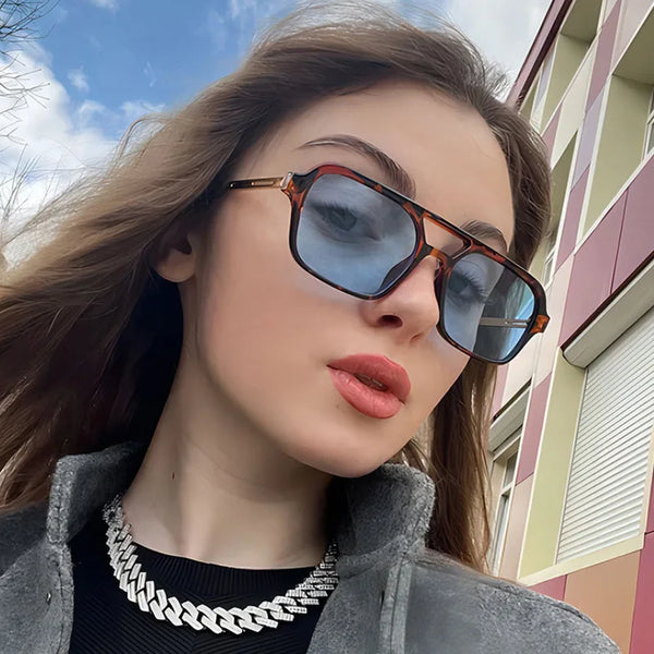 Vintage Metal Frame Square Women Sunglasses Brand Black Rectangle Cool