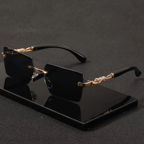 Fashion Rimless Sunglasses UV400 Rectangle Women Men Shades Hiking