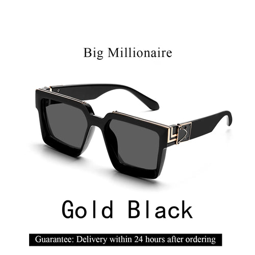 Ruiao Retro Black Millionaire Shades Luxury Sunglasses 2024 For Men