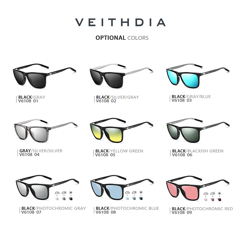 VEITHDIA Brand Sunglasses Unisex Retro Aluminum+TR90 Sunglasses
