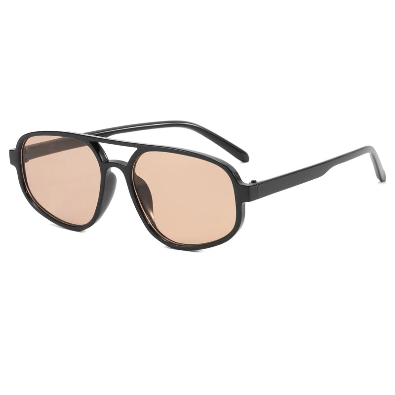 Retro Double Bridge Sunglasses Men's Fashion Simple Light Square Women