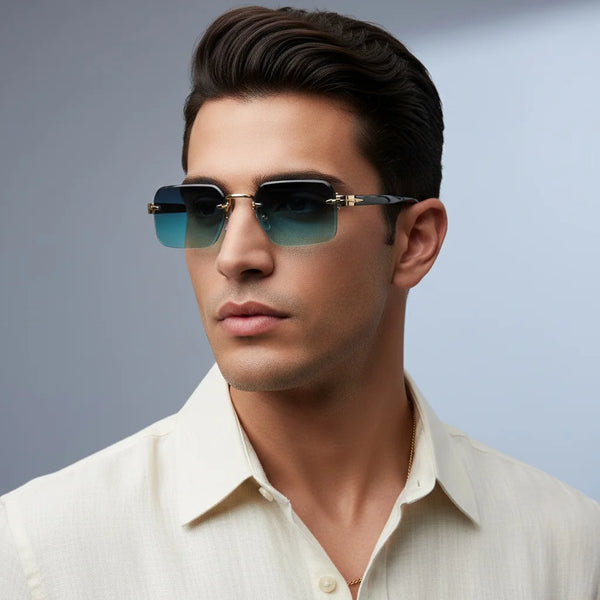 Luxury Rimless Sunglasses, Metal Hinge Exquisite Craftsmanship,