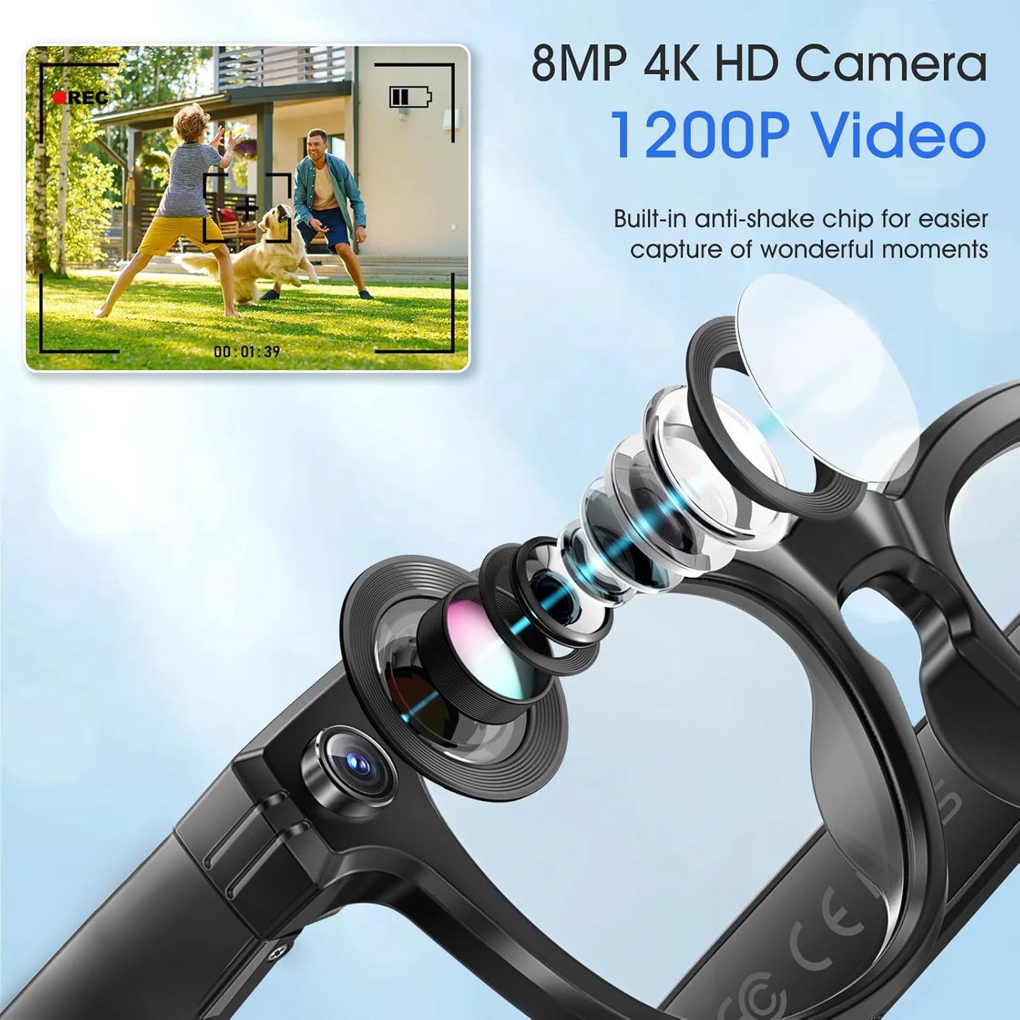 New 800W Camera AI Glasses Men Color-Changing Smart Translation