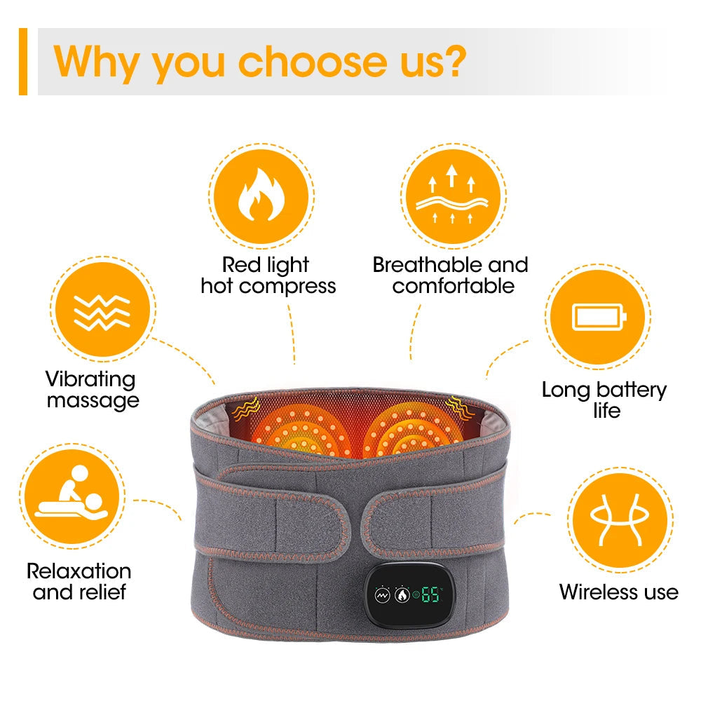 Heat Therapy Lumbar Back Massager Belt