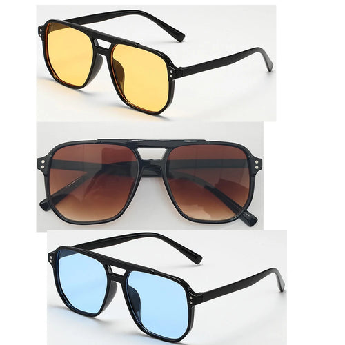 Women Men Square Sun Glasses Retro Polygon Sunglasses Female Black