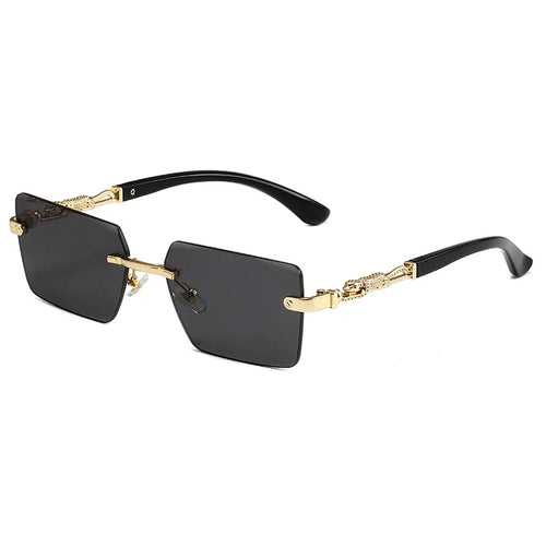 Fashion Rimless Sunglasses UV400 Rectangle Women Men Shades Hiking