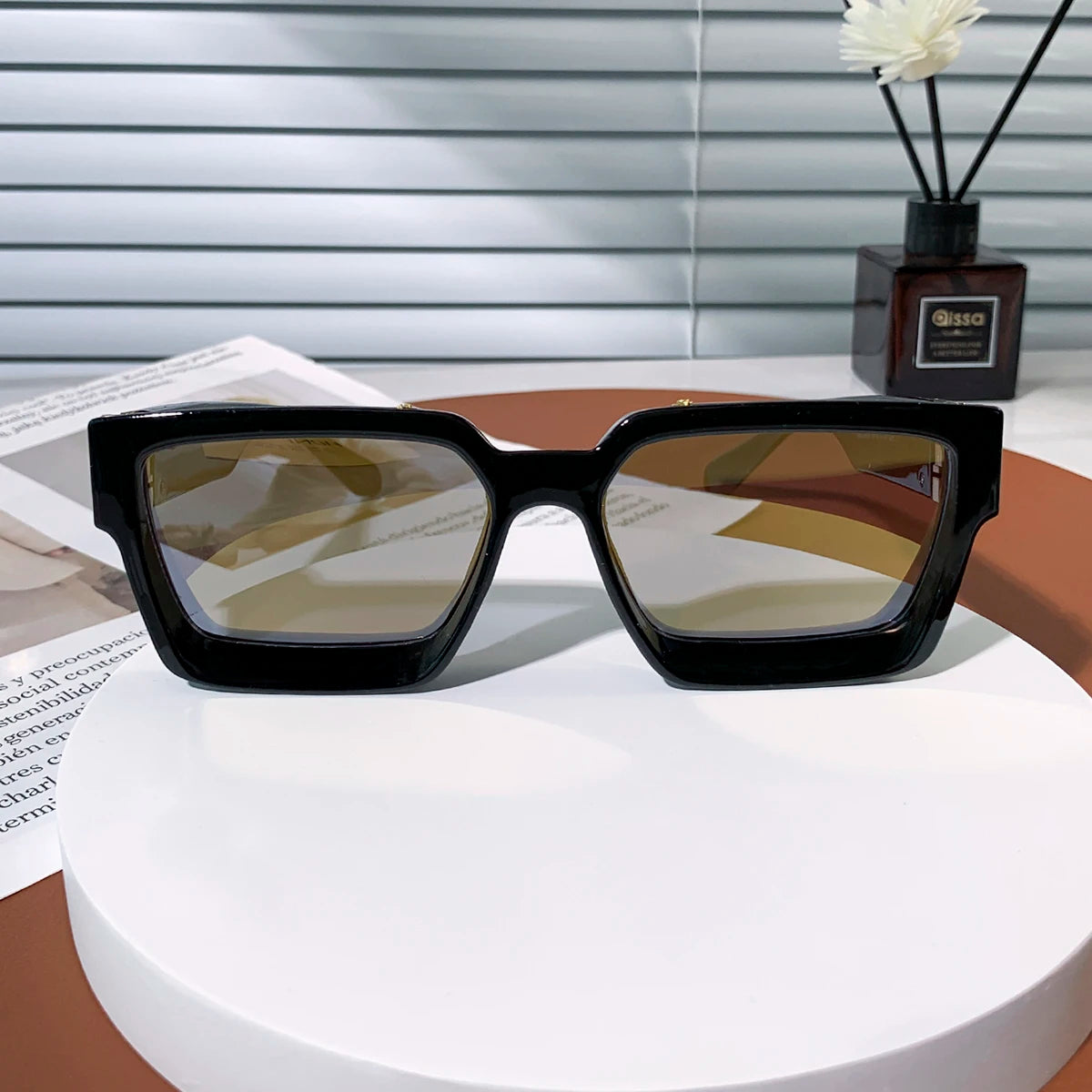 Ruiao Retro Black Millionaire Shades Luxury Sunglasses 2024 For Men