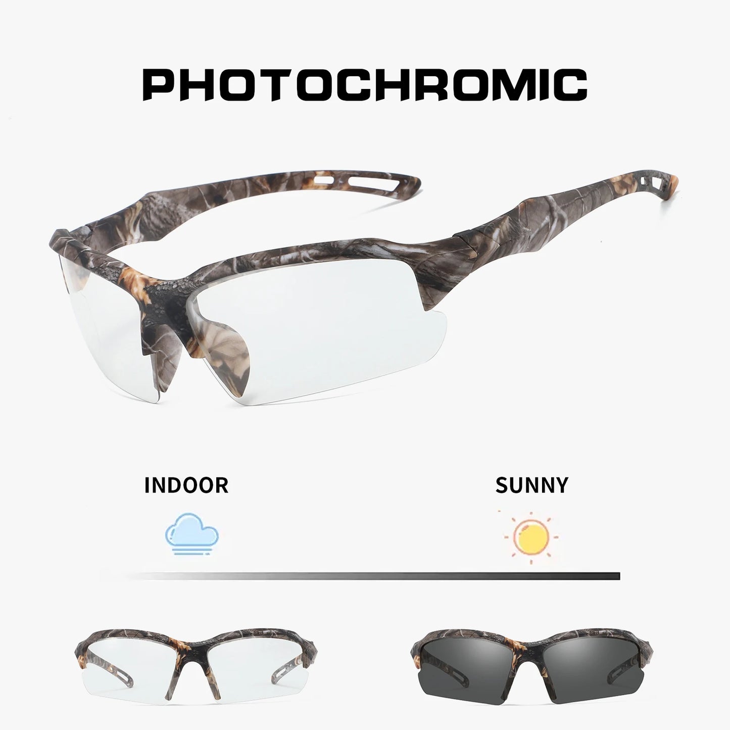 OMEKOL Men Women Photochromic Cycling Glasses Outdoor Sport Hiking