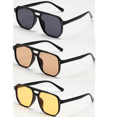 Women Men Square Sun Glasses Retro Polygon Sunglasses Female Black