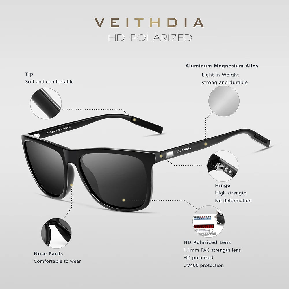 VEITHDIA Brand Sunglasses Unisex Retro Aluminum+TR90 Sunglasses