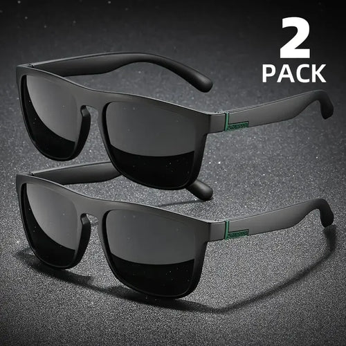 2PCS Fashion Square Polarized Sunglasses Men Vintage Plastic Male Sun