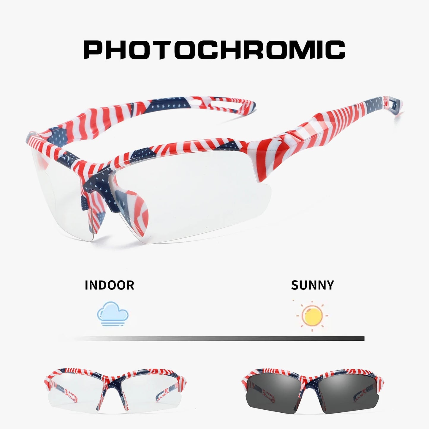 OMEKOL Men Women Photochromic Cycling Glasses Outdoor Sport Hiking