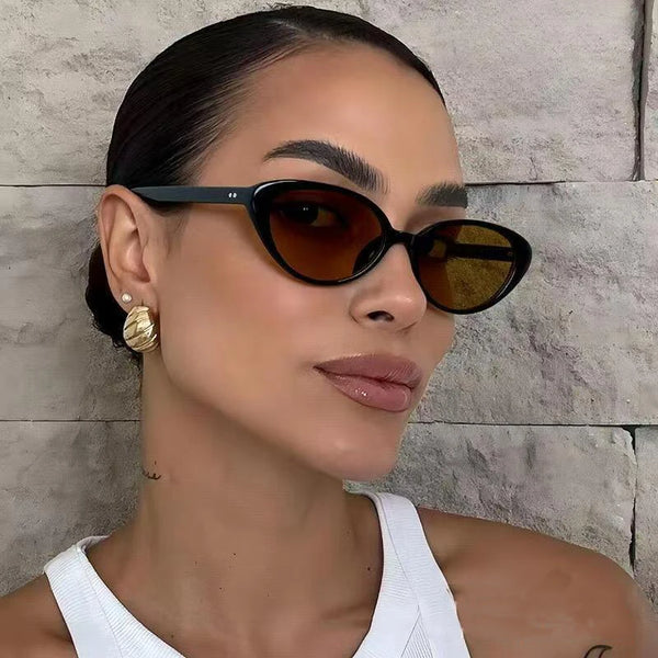 2pcs Retro Small Cat Eye Sunglasses for Women Men Rivet Design Fashion