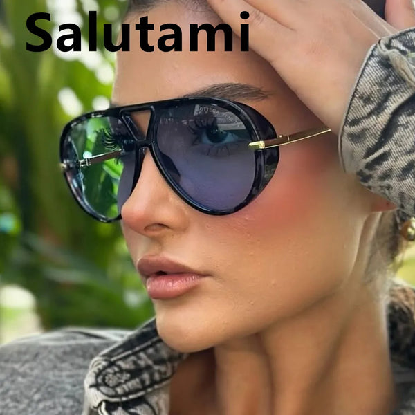 Vintage Thick Frame Alloy Cat Eye Sunglasses for Women New Fashion