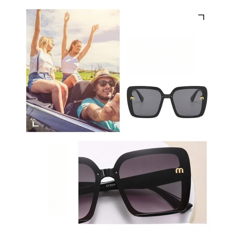 New Hot Sale Fashion Men's Rectangular Letter Design Retro Sun Glasses