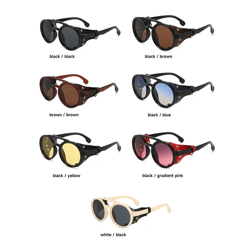 Retro Steampunk Sunglasses Men Women UV400 Round Punk Sun Glasses